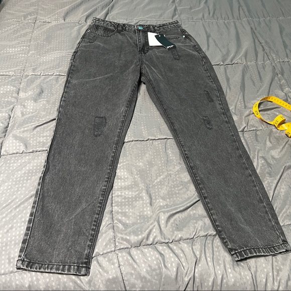 Nasty gal collection black wash your tone mom jeans distressed nwt us size 4 - Picture 5 of 8